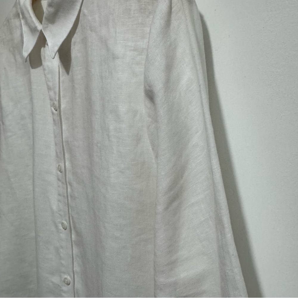 Chico’s No Iron 100% Linen Button Down Shirt Women Large Classic White - Picture 4 of 13